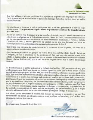 Nota aclaratoria a la noticia publicada por Faro de Vigo-Edición Arousa